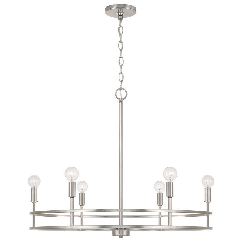 Koziel 6 - Light Dimmable Geometric Chandelier, Brushed Nickel