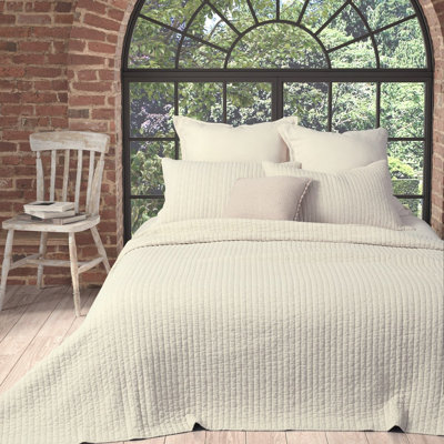 Estelle natural embroidered quilt set