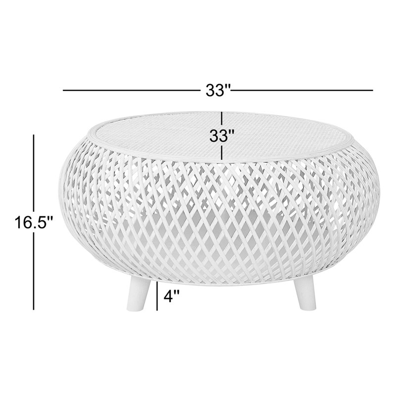 Table basse en rotin Acme, Gris