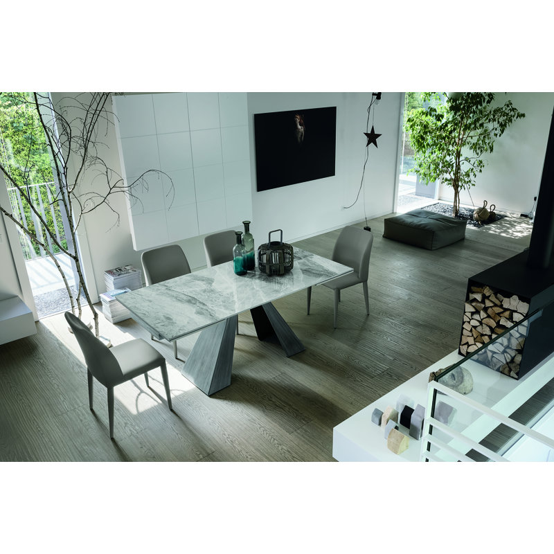 Desiderato Stone Dining Table, Arabescato Marble, Graphite