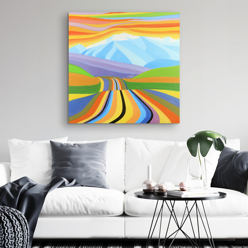 Mountain road multicolored - 32"x32" art on canvas
