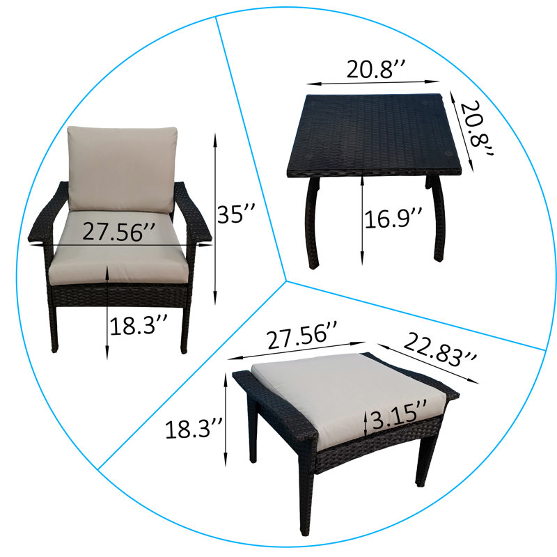 2 - Person Patio Conversation Set, Brown