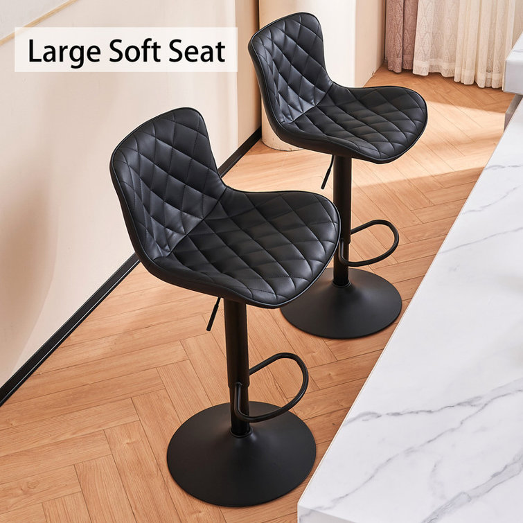 Denan Swivel Adjustable Height Bar Stools, Leather Modern Barstools, Upholstered Counter Stool