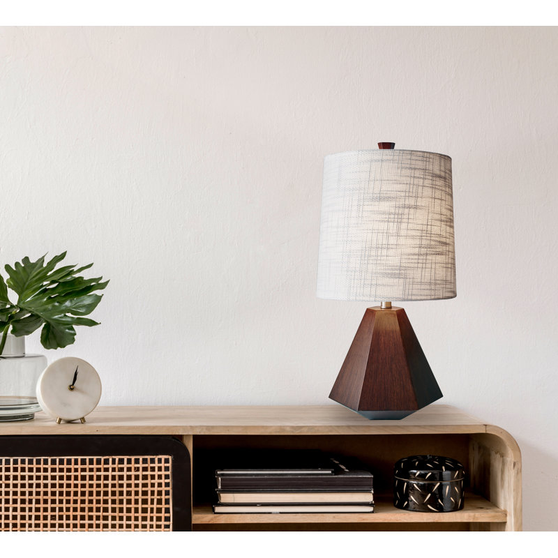 Lotonya Solid Wood Table Lamp, Walnut Wood