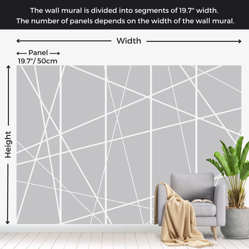 Ammirato Abstract Wall Mural, Gray, 110" L x 157" W