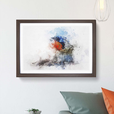 Robin Bird in Abstract - Picture Frame Painting Print
