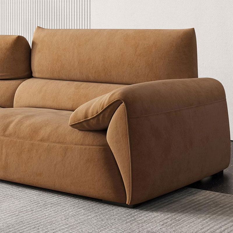 Canapé modulaire 110,24 po en tissu mat floqué brun caramel, 110.24"W*37.4"D *33.86"H