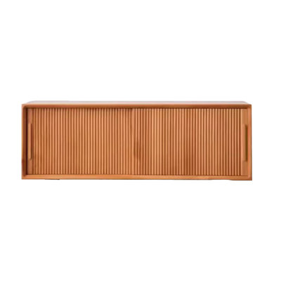47.24" Nordic Minimalist Brown Solid Pine Wall-Mounted Sliding Door Storage Cabinet