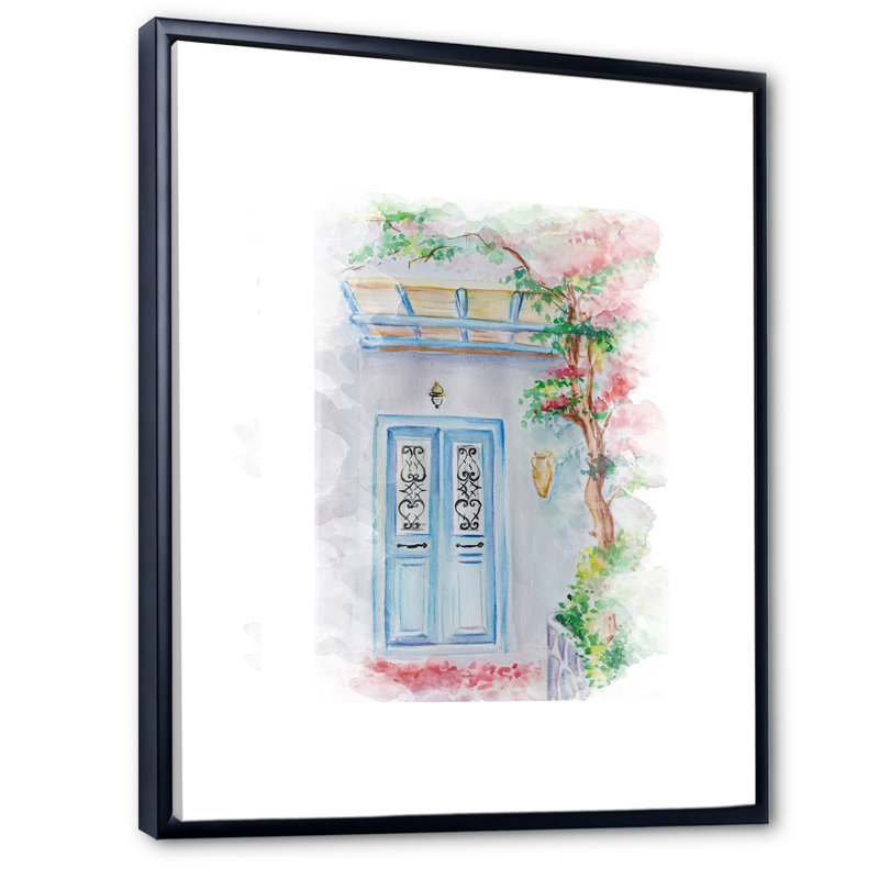 Illustration florale de porte VI - peinture, H 20 po x l 12 po x P 1 po, Cadre flottant noir