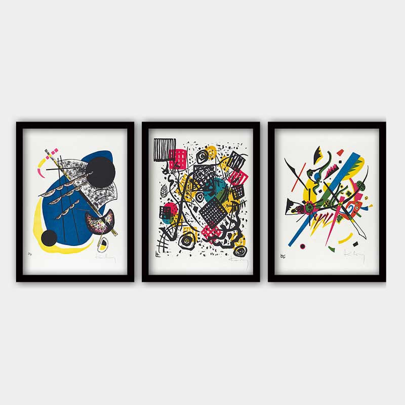 Ensemble de 3 peintures élégantes encadrées décoratives, 13,8 x 17,7 pouces chacune | 100% bois avec cadre 100% polystyrène (épaisseur: 0,8 pouce) | Impression numérique UV, parfaite pour le salon et la décoration intérieure
