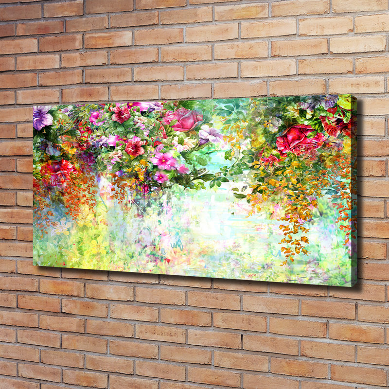 Multi-colored flowers 1 Piece Wrapped Canvas Wall Art