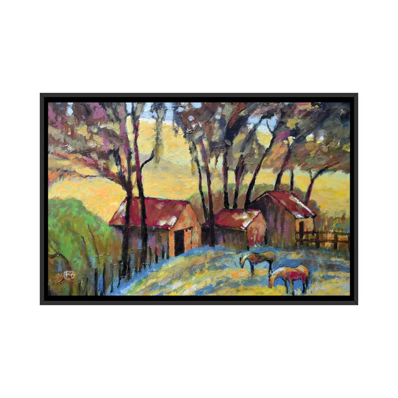 «Old Ranch», reproduction sur toile, H 18 po x l 26 po x P 1,5 po, Toile avec cadre noir, Pas de tapis