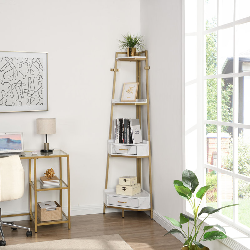 20 " W Shelving Unit, Gold/White