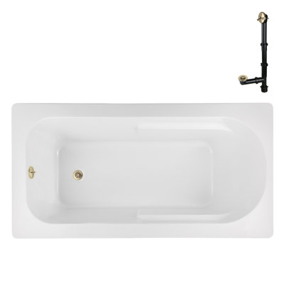 72" x 36" Acrylic Soaking Drop-In Bathtub, Drain Included