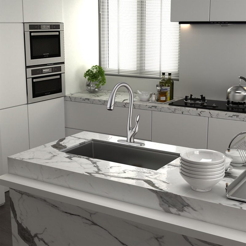 Mondawe Pull Down Kitchen Faucet, Brushed Nickel