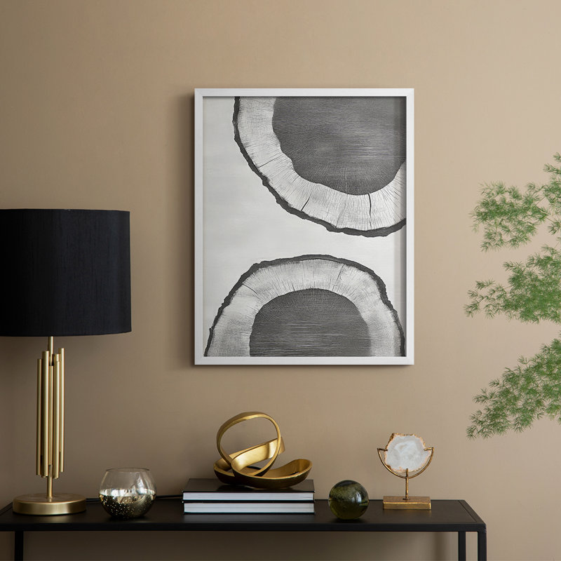 Reproduction abstraite encadrée, prête à être suspendue, fabriquée aux États-Unis, H 20 po x P 16 po, Blanc