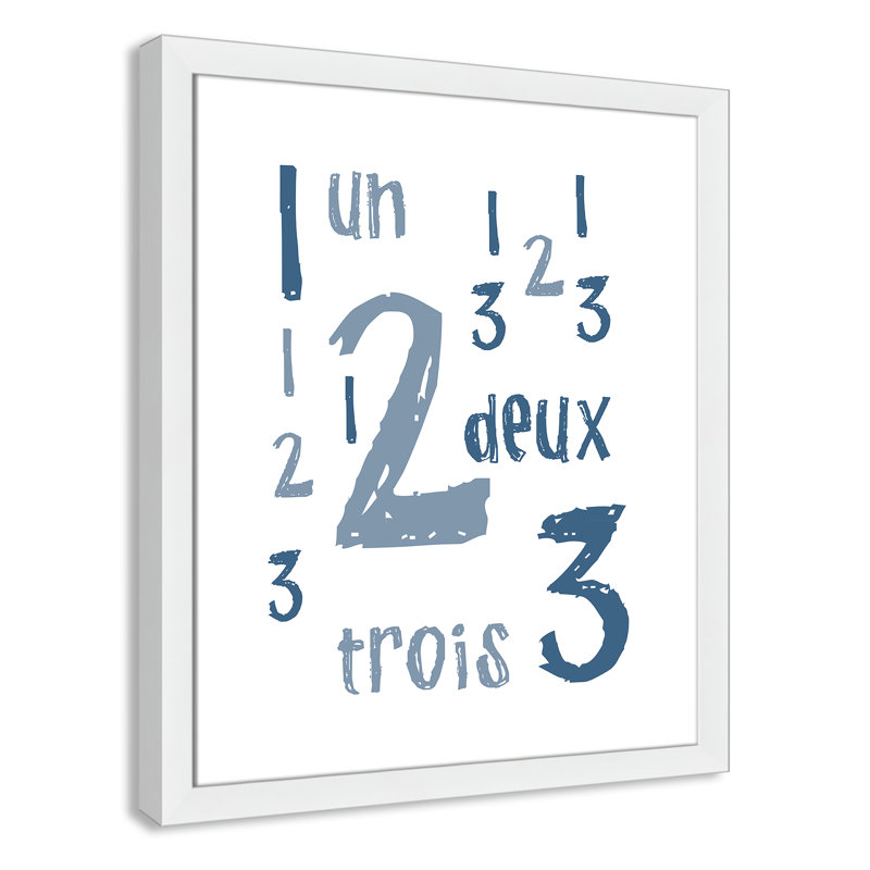 Impression sur papier français, H 24,5 po x l 20,5 po x P 0,6 po, Encadré plat blanc