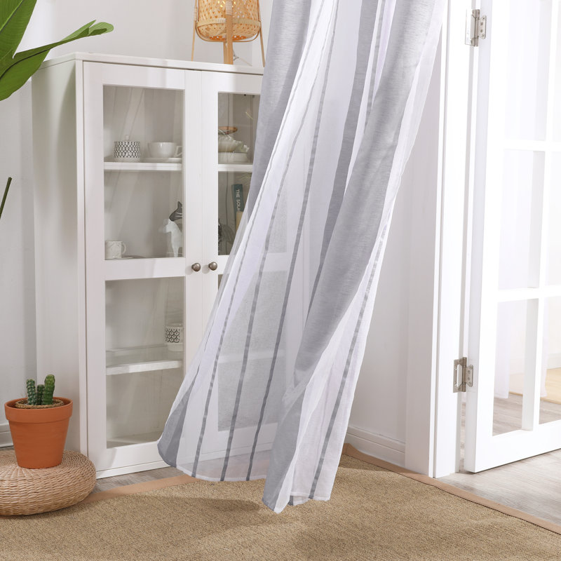 Dearious Sheer Curtain Pair, Width 140 x Drop 138 cm, Dark Grey