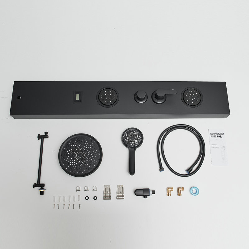 3-way Diverter Shower Tower Panel System With Adjustable Shower Head, Matte Black