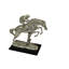 Statue jockey sur cheval à finition argentée et bronze - Taille: L 13 po x l 5 po x H 12 po.