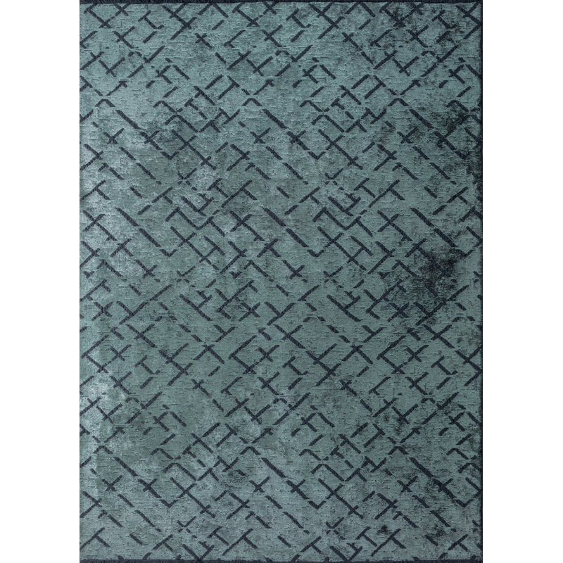 Rapture Blue/Black Abstract Luxury Area Rug, Rectangle 7'10" x 11'2"