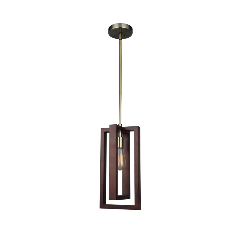Luminaire suspendu rectangulaire 1 lumière Erick, Laiton