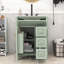 Meuble-lavabo autoportant classique avec lavabo en céramique, tablette réglable et grand rangement-638999686