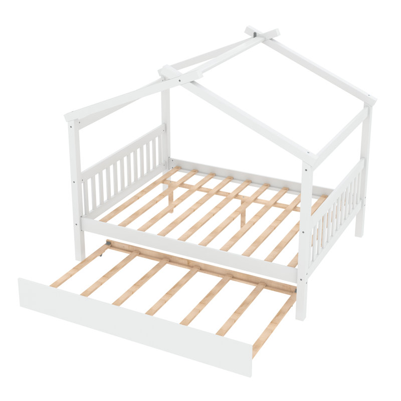 Pisinemo House Beds with Trundle, White, Full / Double