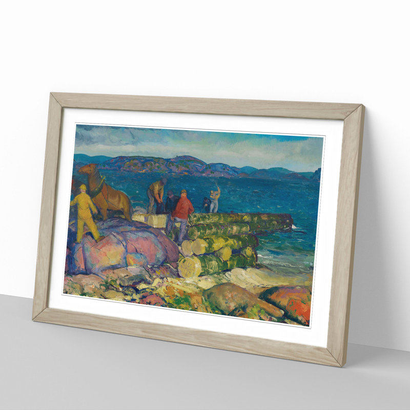 Dock Builders by George Bellows - Picture Frame Painting, Oak Framed, 36cm H x 48cm W x 2cm D