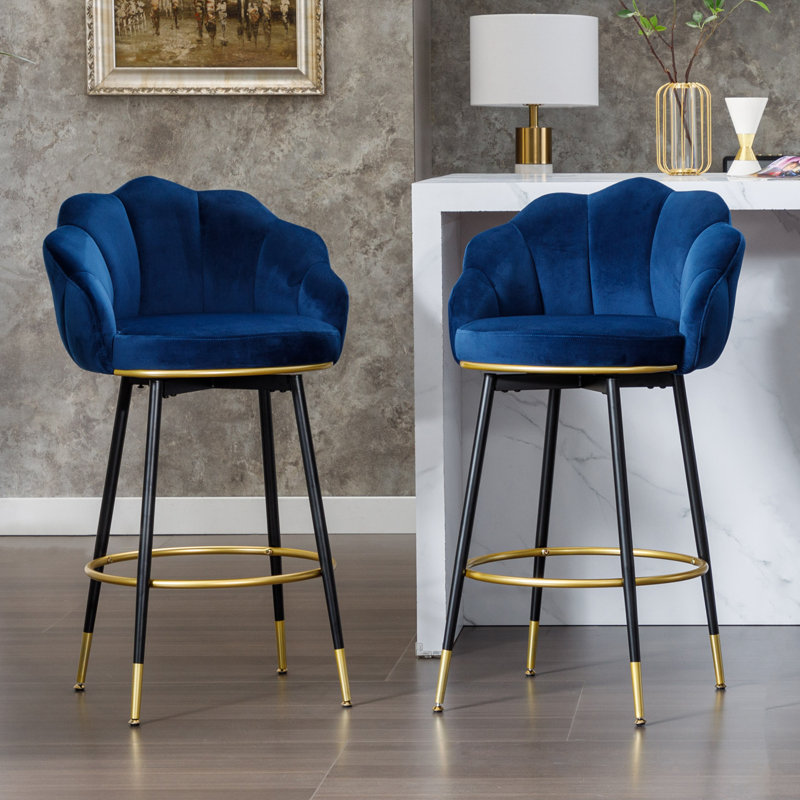  Tabouret de bar rotatif 29 po Olvina, Bleu