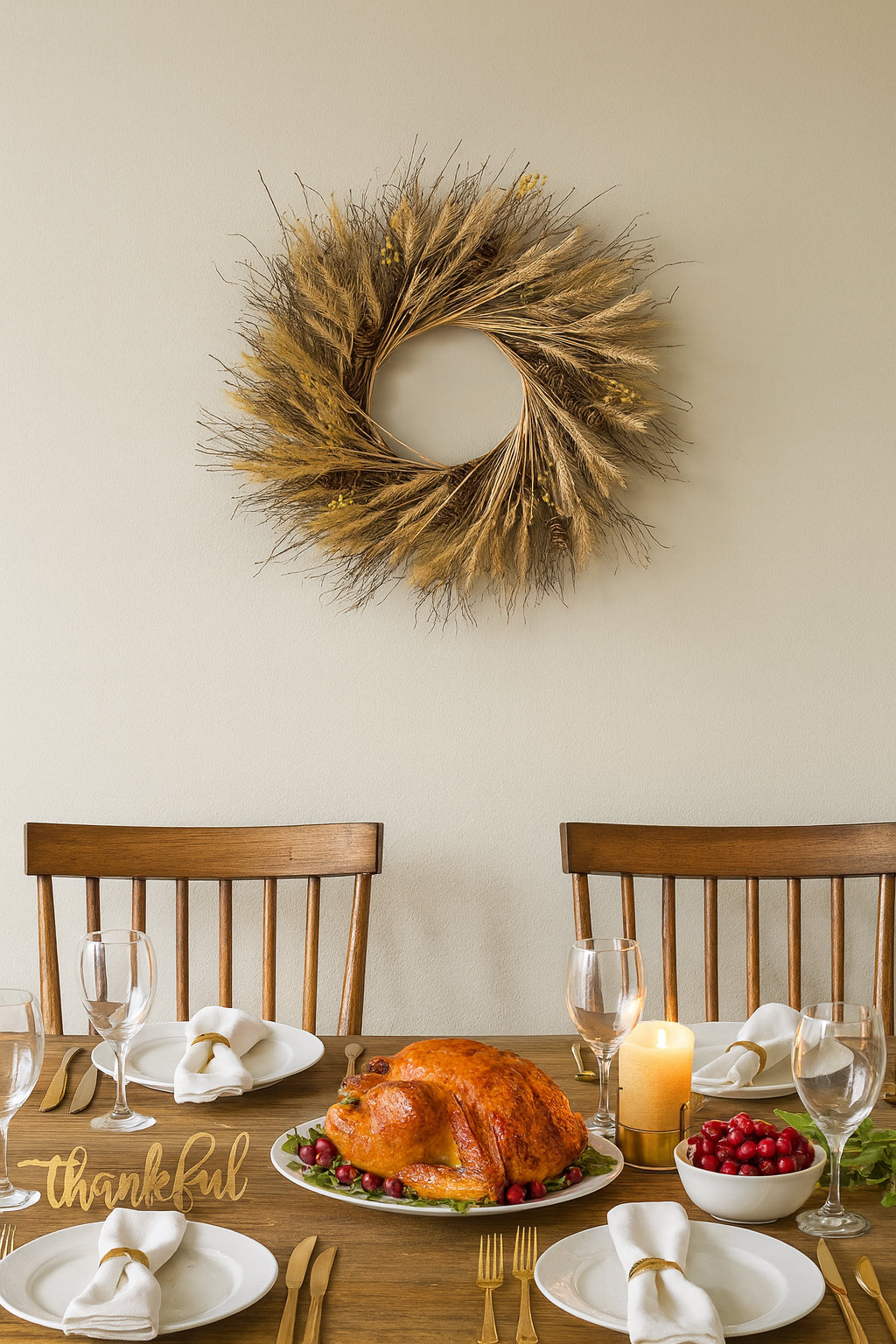 Preserved Wheat & Brush 22" Fall Wreath