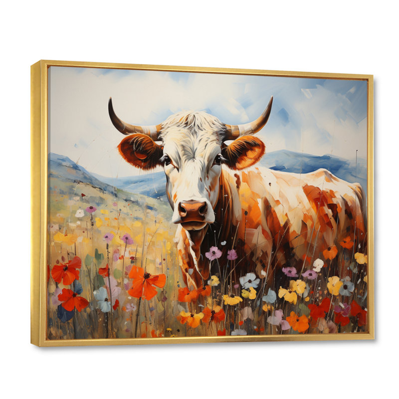 «Cow Natures Symphony II», reproduction sur toile, Cadre flottant doré, H 24 po x l 32 po x P 1 po