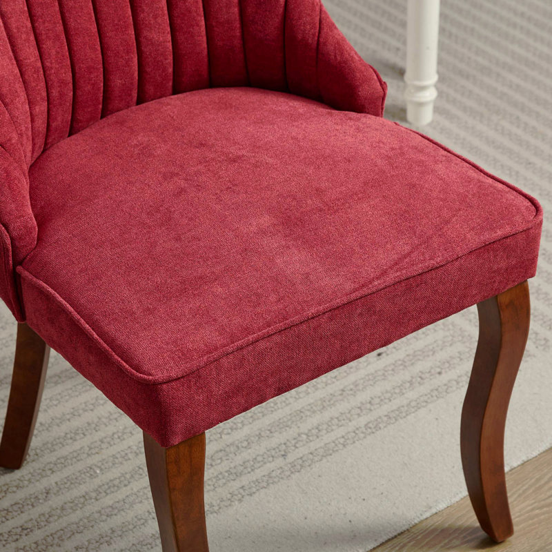 Chaise de salle à manger en rayonne en lin et flocage en lin, Lin vin rouge