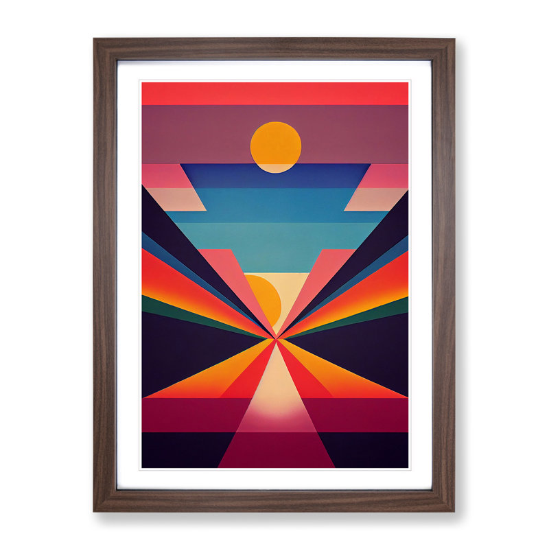 An Epic Abstract Sunset - Wall Art, 34cm H x 25cm W x 2cm D, Walnut Framed