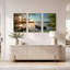 «Sunlit Lake with Blue Row bateau at Wooden Dock», ensemble de 3 toiles-999732746