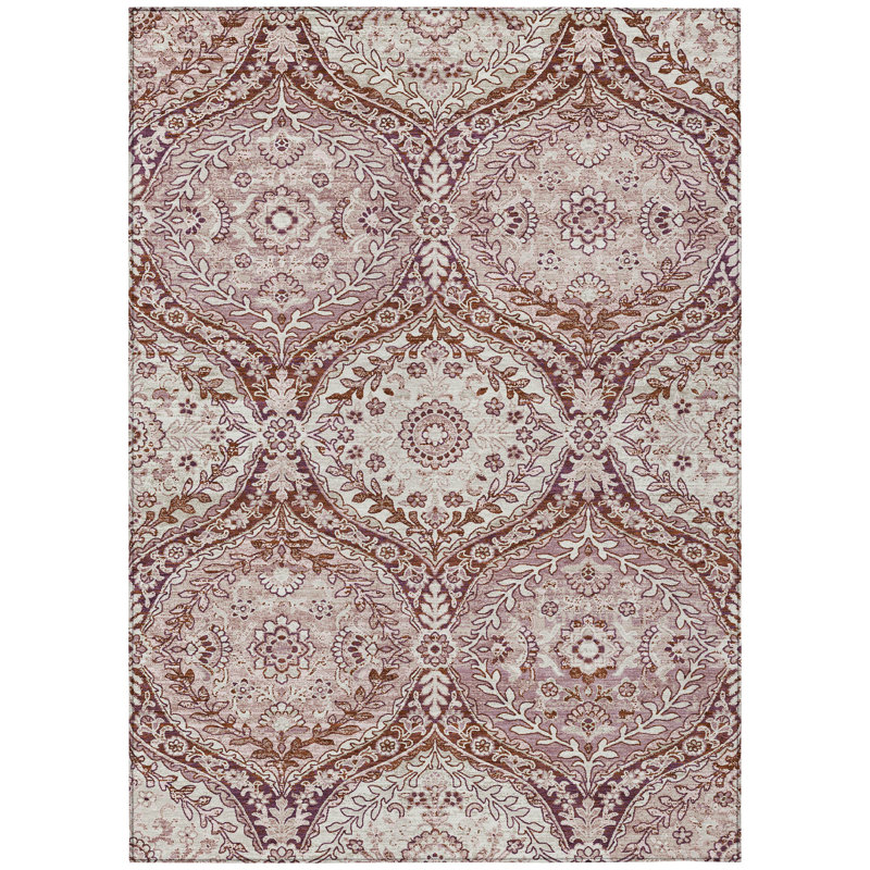 Machine Washable Indoor/Outdoor Chantille ACN2698 Global Rug, 3' x 5', Pink