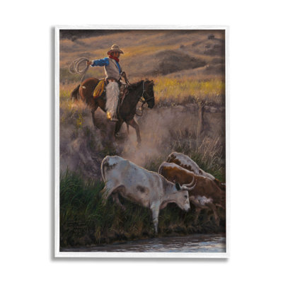 " Cowboy Rounding Up Cattle Lasso " by David Graham