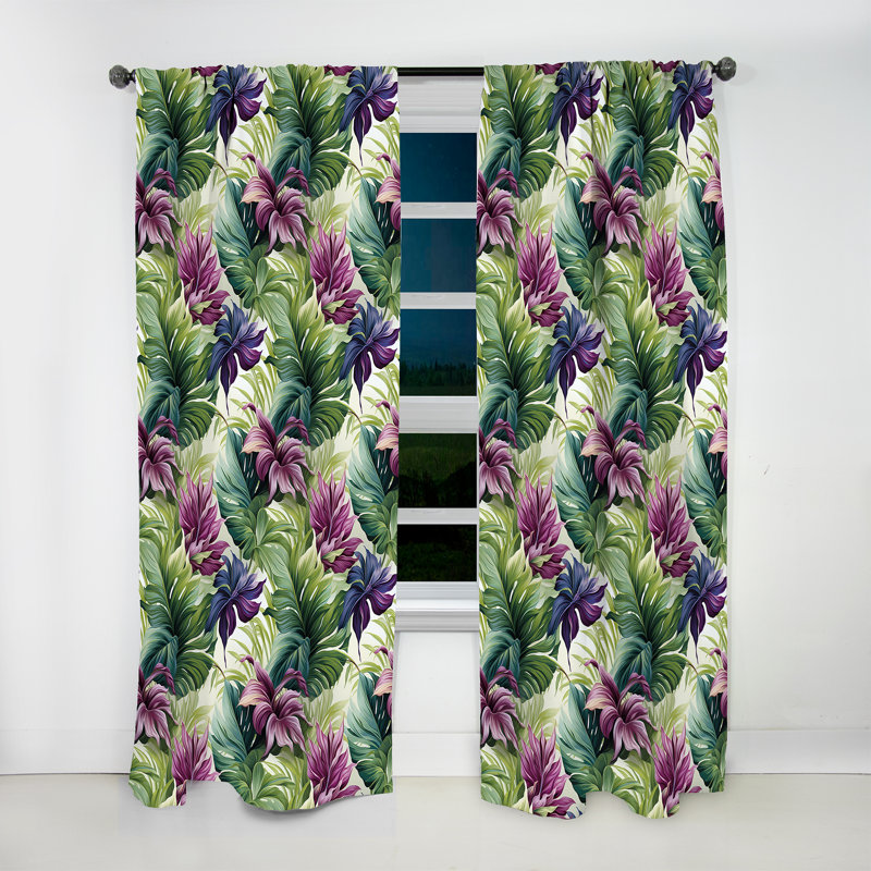 Palmier enchanteur motif tropical II - Rideau tropical - Velours obscurcissant - 1 panneau, L 52 po x L 95 po