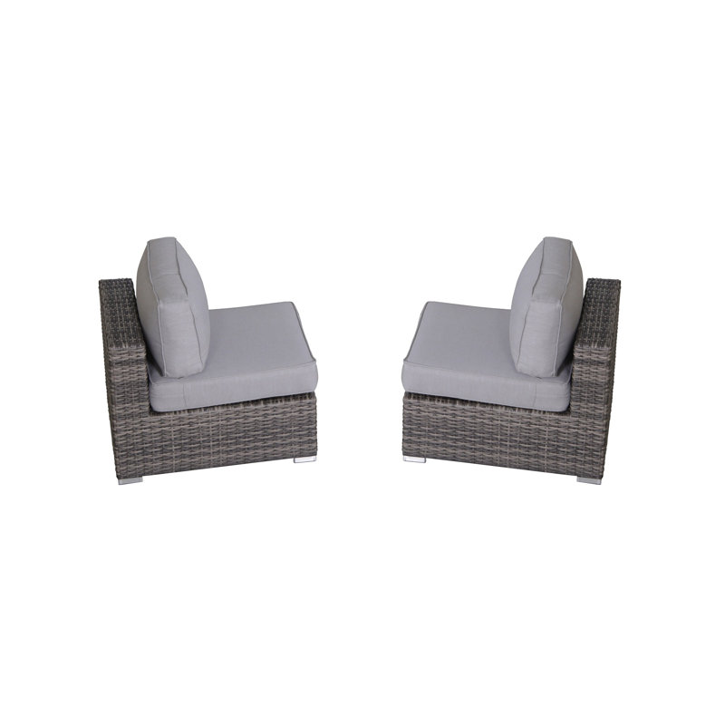 Mixed Gray Rattan Wicker 10-Piece Outdoor Sectional Set with Cushions