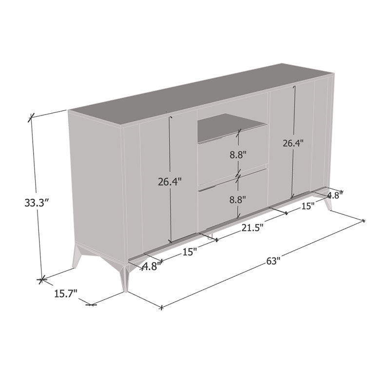Evel 03 63" Sideboard, Gray