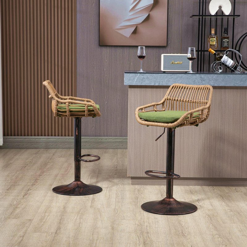 Ensemble de 2 tabourets de bar modernes pivotants avec repose-pieds réglables, Vert
