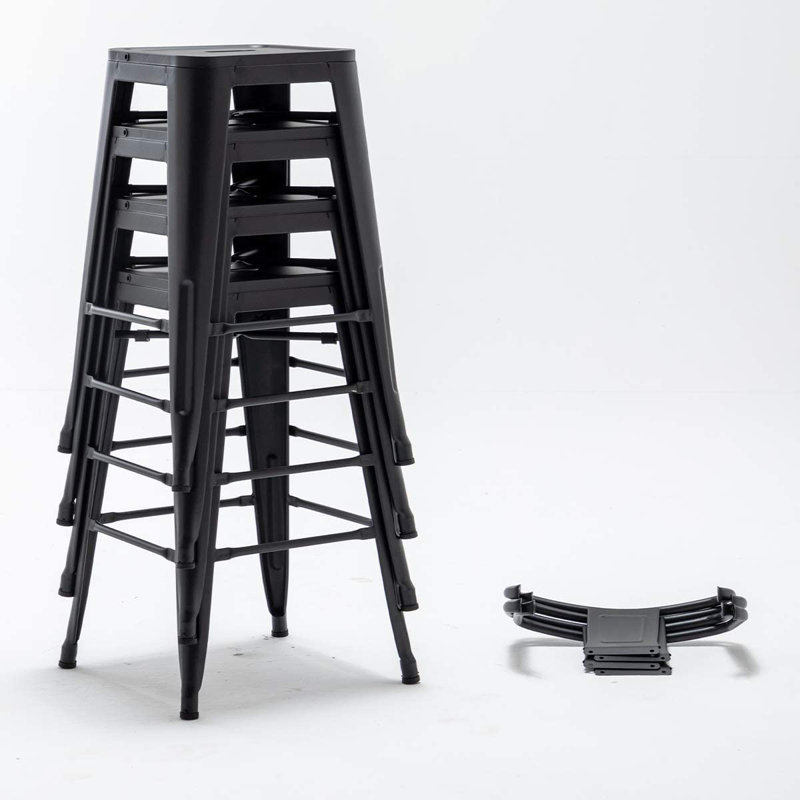 Tabouret Alawai, Noir, Tabouret de comptoir (siège d’une hauteur de 24