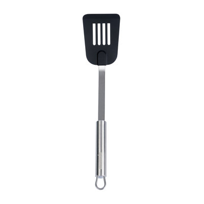 Restaurantware Nylon Slotted Turner - German Standard Kitchen Spatula with Stainless Steel Handle, Non-Stick Safe, Dishwasher Safe - Heat-Resistant Slotted Spatula for Eggs, Cookies, All Purpose