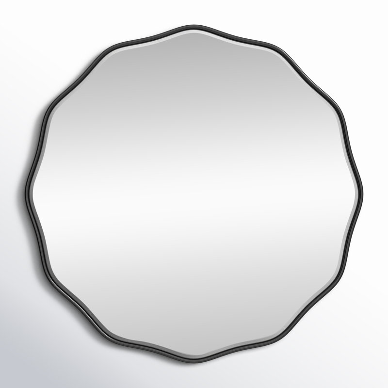 Francina Scalloped Mirror, 26" x 26", Black