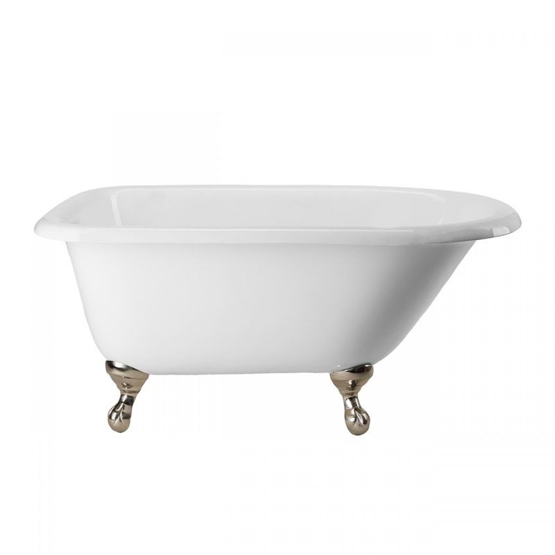 Norfolk 48.5'' x 30'' Soaking Cast Iron Bathtub, Brushed Nickel