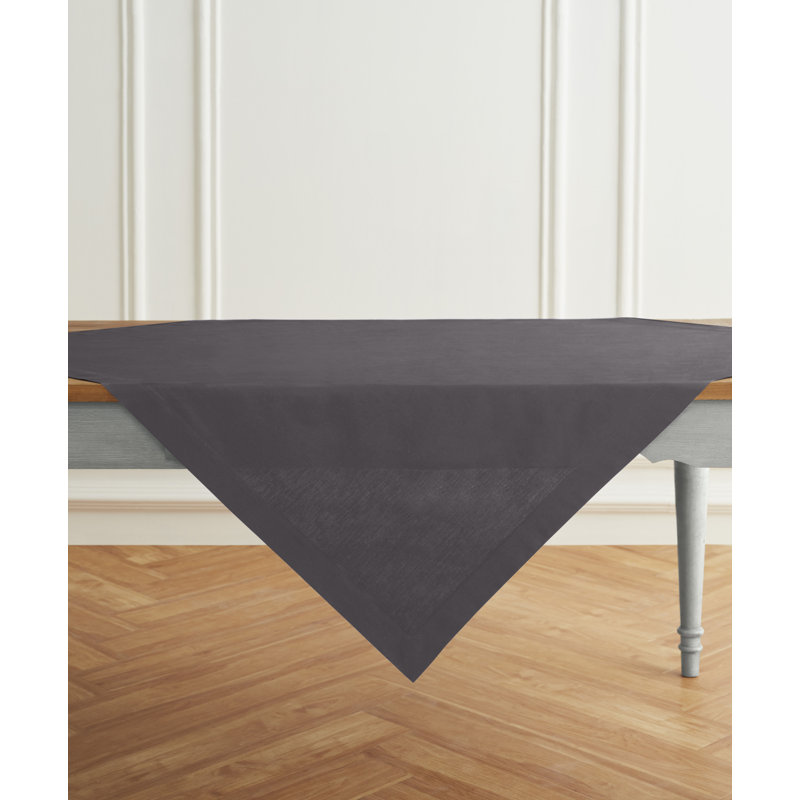 Dru Cotton Linen Plain Table Throw, Gray