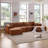137.8" Modular Sectional Corduroy Compression Sofa, U-shaped Minimalist Couches，modern Deep Seat Convertible Sleeper Sofa Bed，upholstered Couches For Living Room Left Brown-1741989818-1741989799
