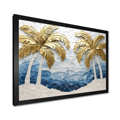 Art mural Cleao Golden Aqua Plams On The Beach I - Palmiers et palmiers