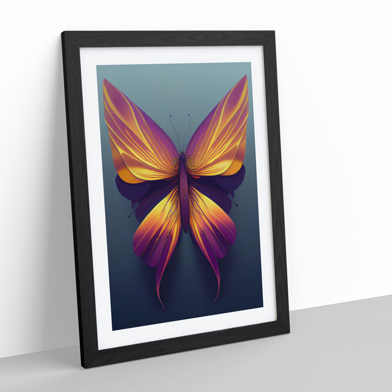 Beautiful Butterfly - Single Picture Frame Print, 46cm H x 34cm W x 2cm D, Black Framed