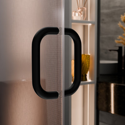 Brixwell PHNW6X6MBL Back-To-Back Tubular Pull Handles Without Metal Washers 1/4" To 1/2" Glass Thickness 6" Center-To-Center Matte Black Finish